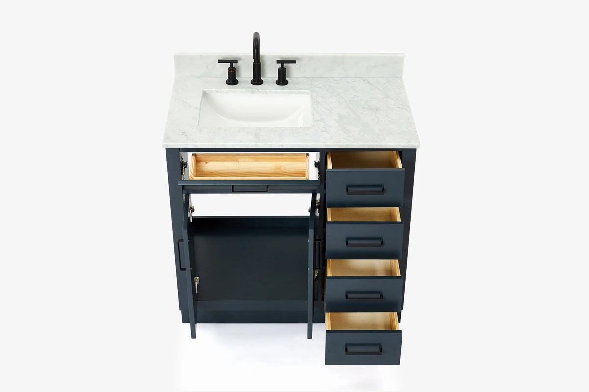 Ariel hepburn 36-37 in. left offset rectangle sink vanity with 0.75-1.5in. with countertop