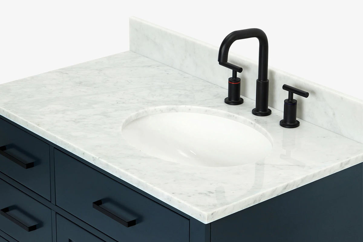 Ariel hepburn 36-37 in. right offset oval sink vanity with 0.75-1.5 in. with countertop