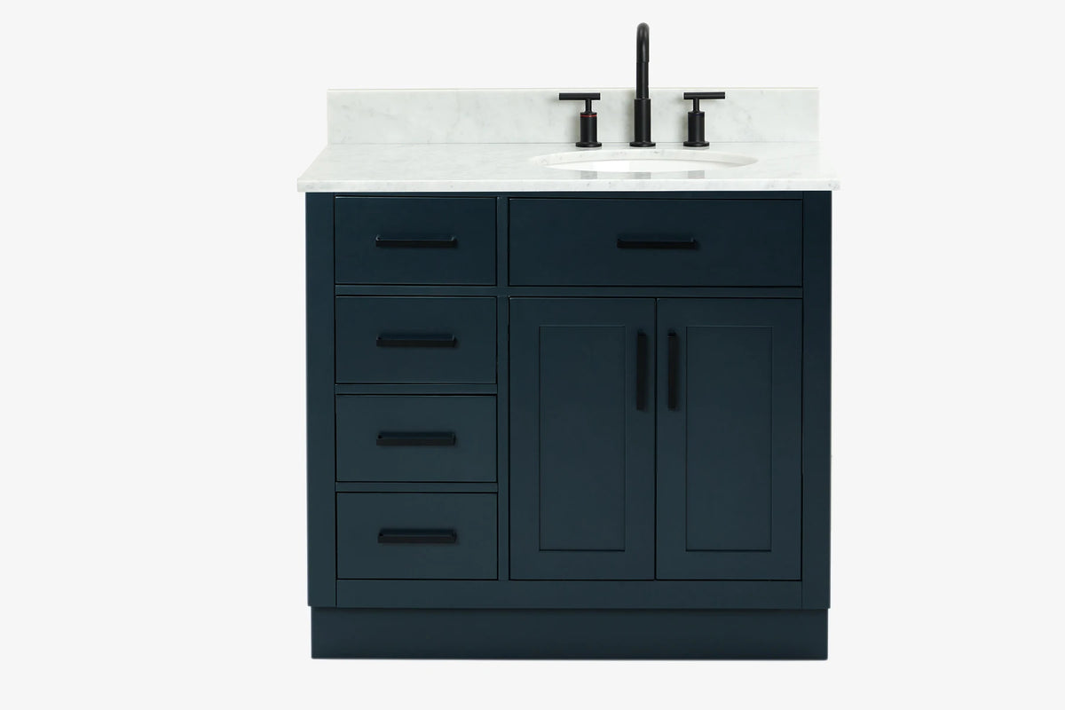 Ariel hepburn 36-37 in. right offset oval sink vanity with 0.75-1.5 in. with countertop