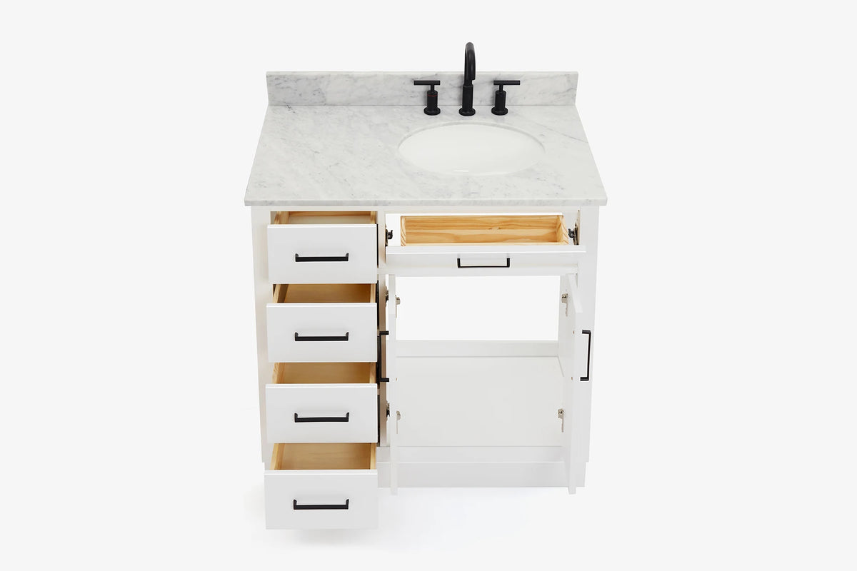 Ariel hepburn 36-37 in. right offset oval sink vanity with 0.75-1.5 in. with countertop