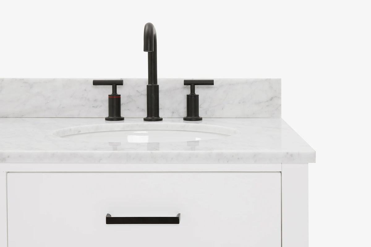 Ariel hepburn 36-37 in. right offset oval sink vanity with 0.75-1.5 in. with countertop