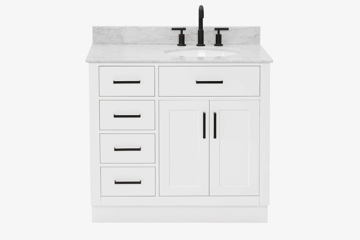 Ariel hepburn 36-37 in. right offset oval sink vanity with 0.75-1.5 in. with countertop