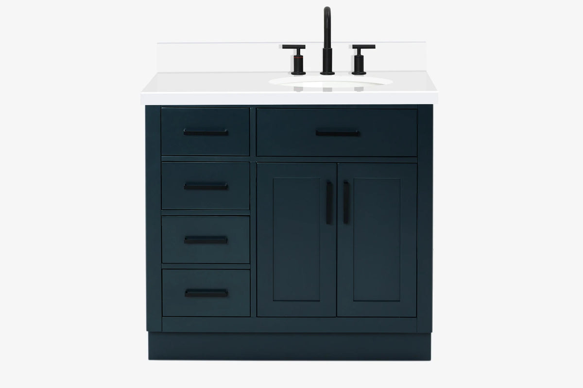 Ariel hepburn 36-37 in. right offset oval sink vanity with 0.75-1.5 in. with countertop