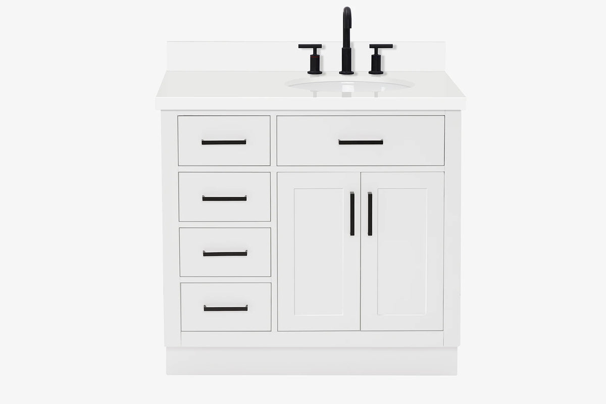 Ariel hepburn 36-37 in. right offset oval sink vanity with 0.75-1.5 in. with countertop