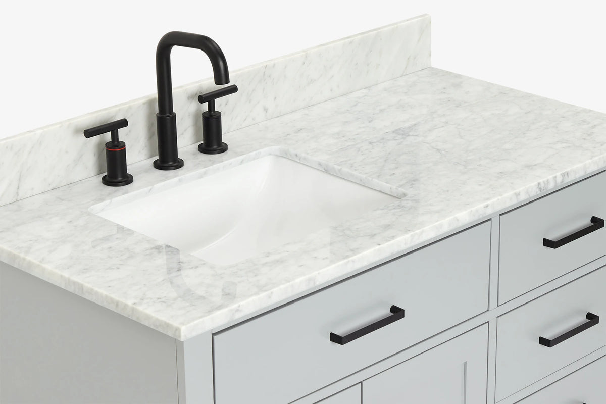 Ariel hepburn 42-43 in. left offset rectangle sink vanity with 0.75-1.5 inch with countertop