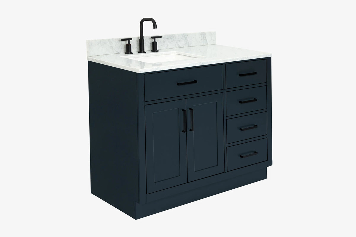 Ariel hepburn 42-43 in. left offset rectangle sink vanity with 0.75-1.5 inch with countertop