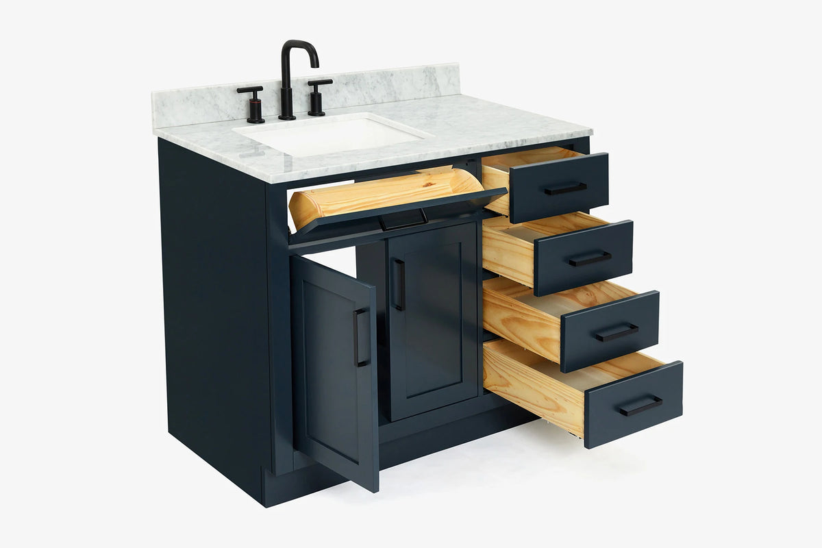 Ariel hepburn 42-43 in. left offset rectangle sink vanity with 0.75-1.5 inch with countertop
