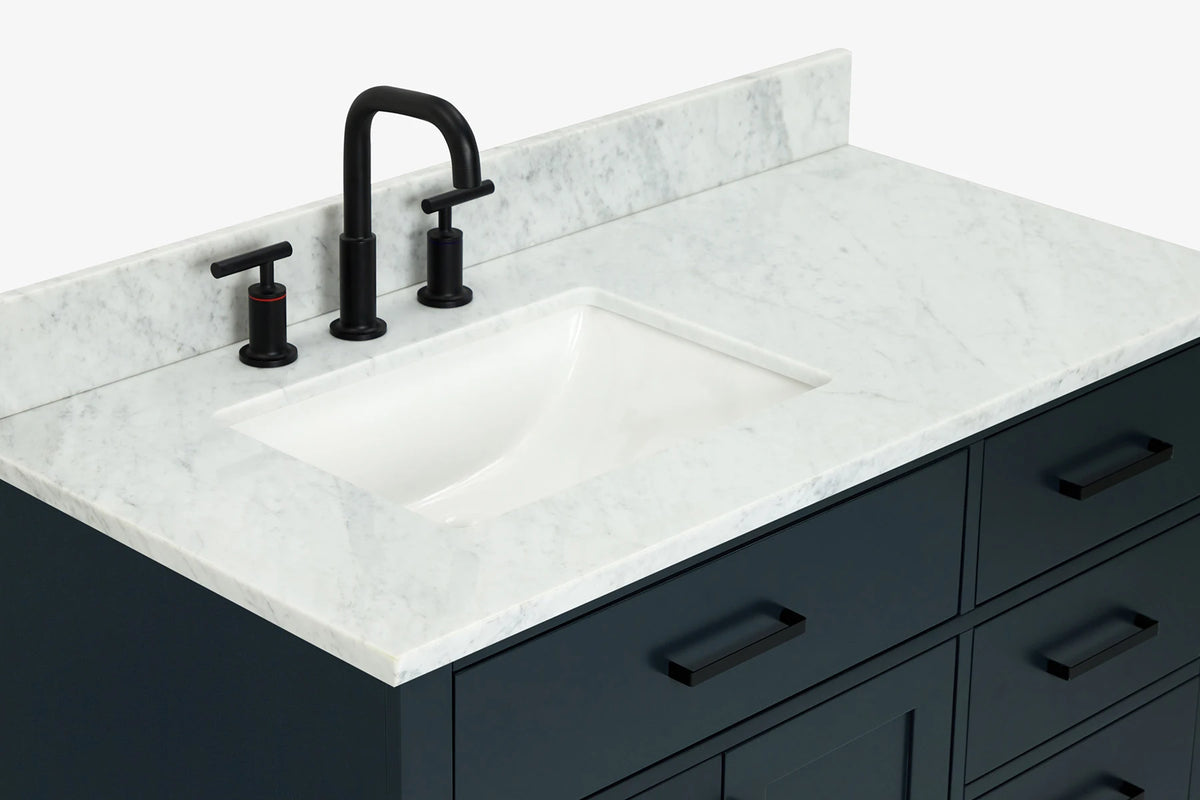 Ariel hepburn 42-43 in. left offset rectangle sink vanity with 0.75-1.5 inch with countertop