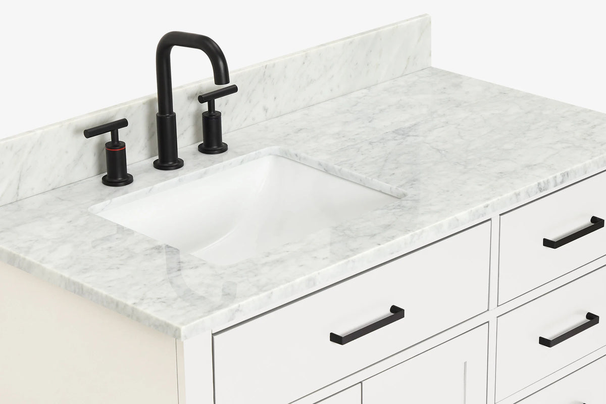 Ariel hepburn 42-43 in. left offset rectangle sink vanity with 0.75-1.5 inch with countertop