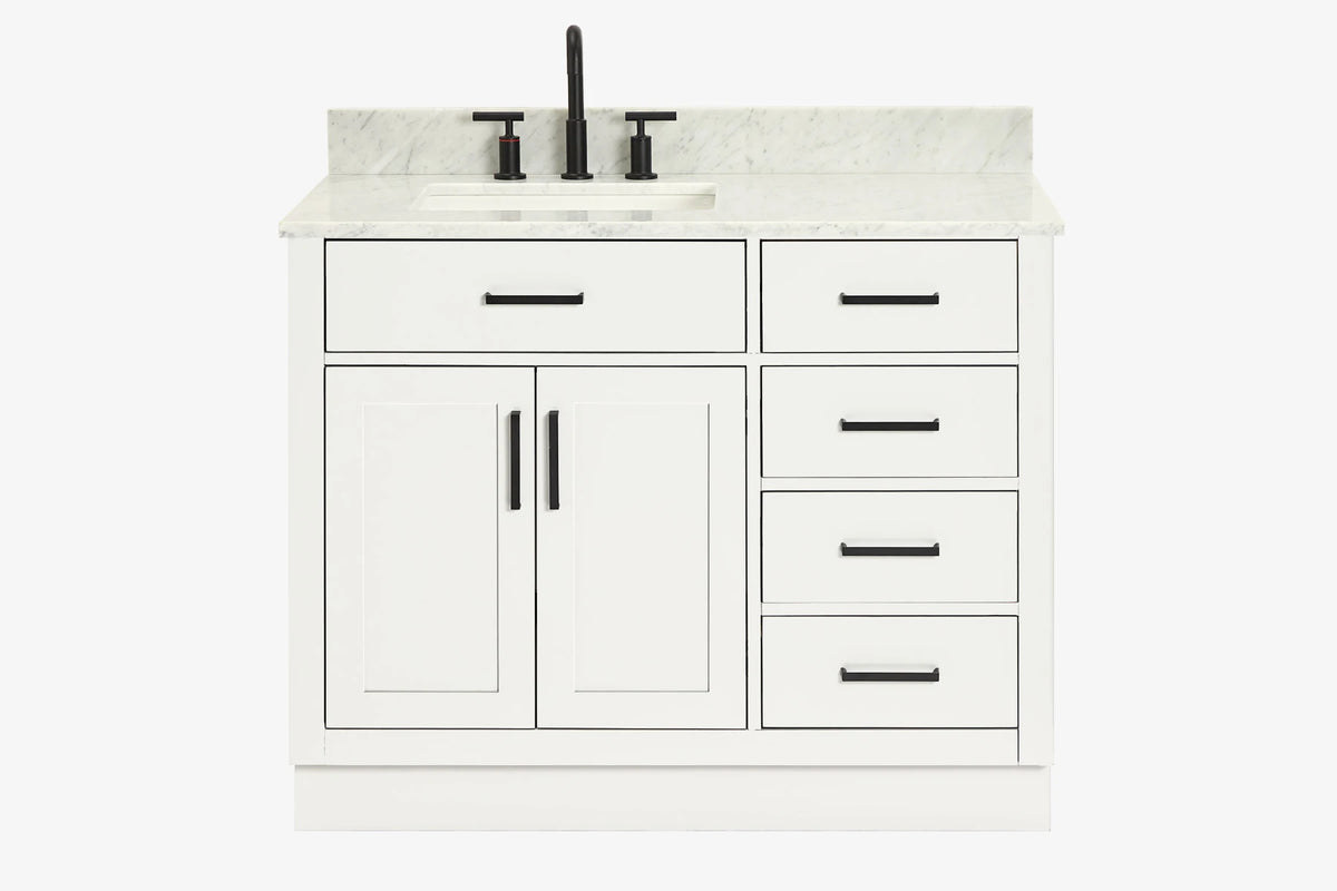 Ariel hepburn 42-43 in. left offset rectangle sink vanity with 0.75-1.5 inch with countertop