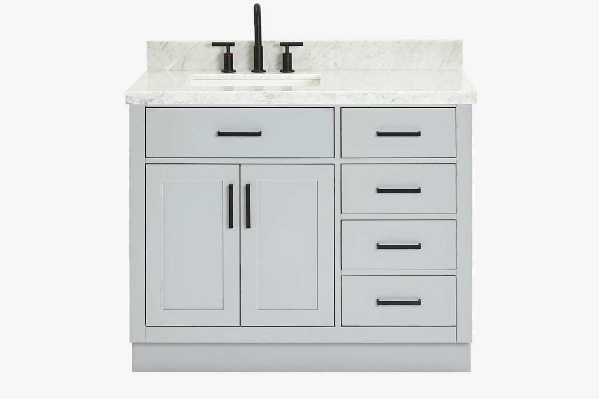 Ariel hepburn 42-43 in. left offset rectangle sink vanity with 0.75-1.5 inch with countertop