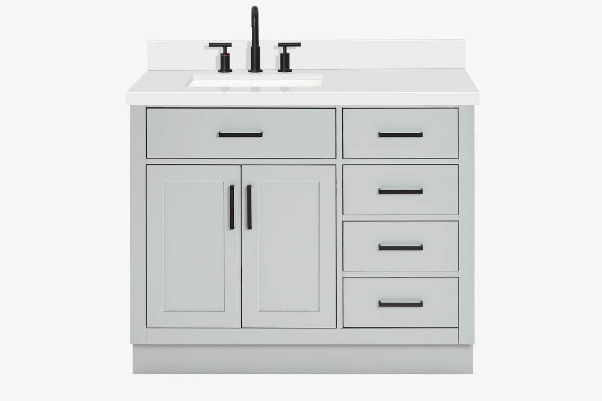 Ariel hepburn 42-43 in. left offset rectangle sink vanity with 0.75-1.5 inch with countertop