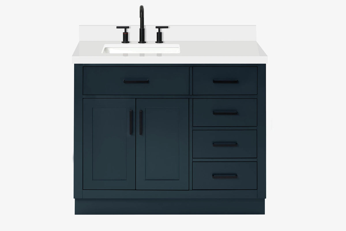 Ariel hepburn 42-43 in. left offset rectangle sink vanity with 0.75-1.5 inch with countertop