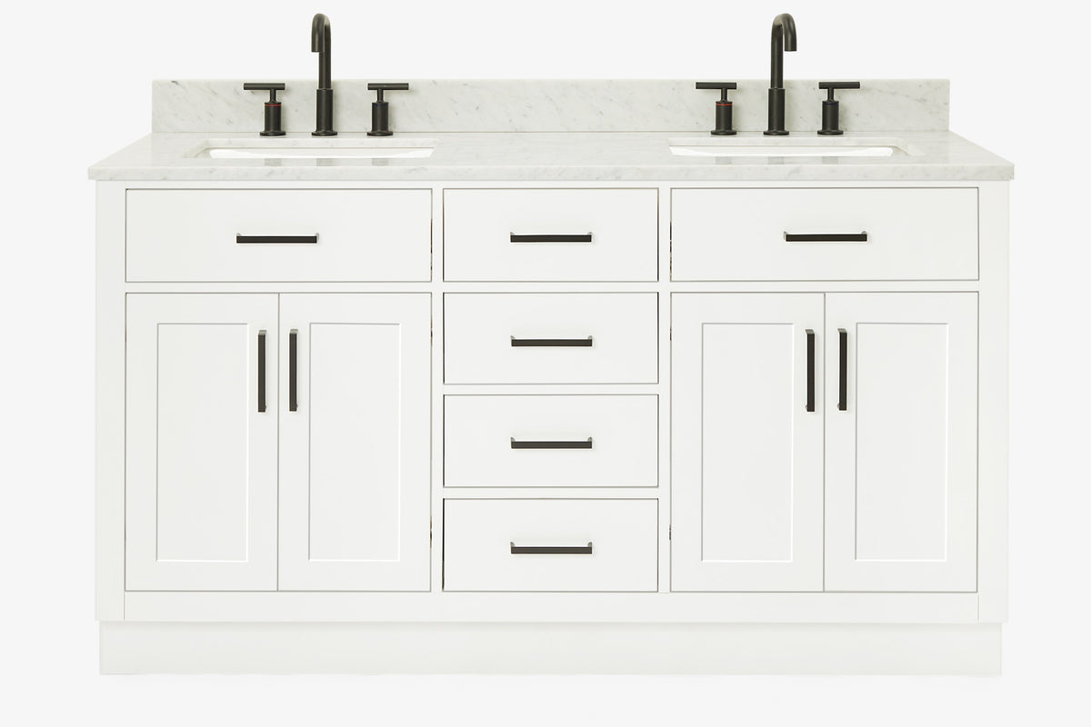 Ariel hepburn 61-62 in. double rectangle sink vanity with 0.75-1.5 in. countertop