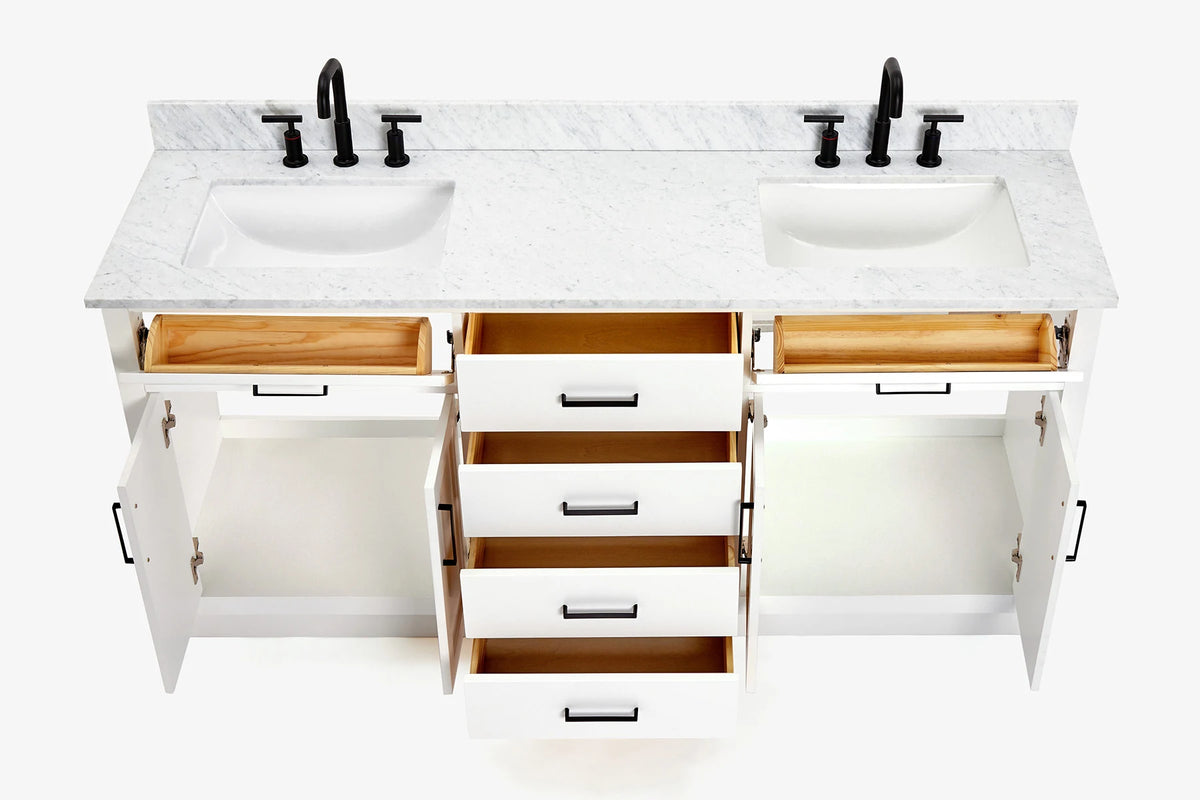 Ariel hepburn 71-73 in. double rectangle sink vanity with 0.75-1.5 in countertop