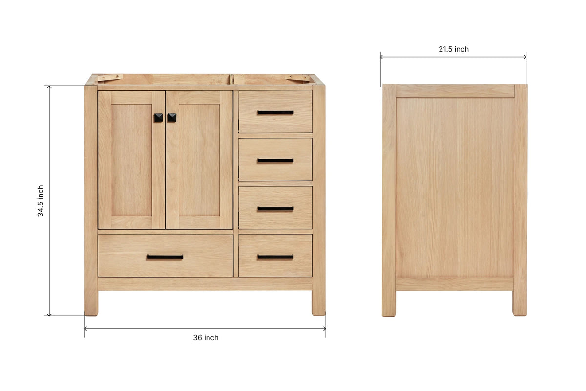 Ariel cambridge 36 in. left offset single sink base cabinet
