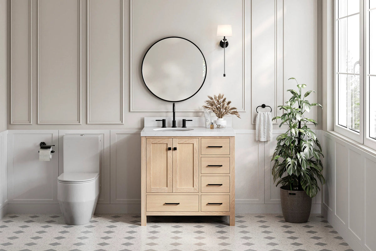 Ariel cambridge 36 in. left offset single sink base cabinet