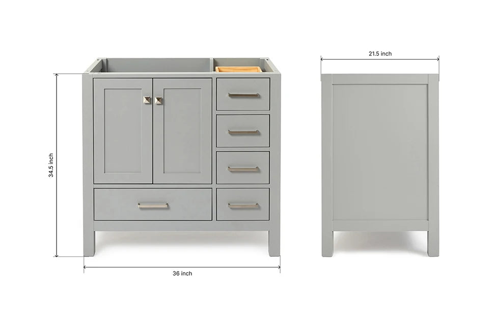 Ariel cambridge 36 in. left offset single sink base cabinet