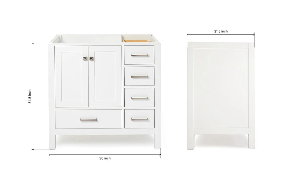 Ariel cambridge 36 in. left offset single sink base cabinet