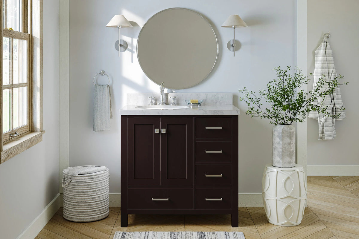 Ariel cambridge 36 in. left offset single sink base cabinet