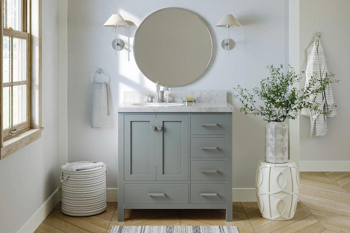 Ariel cambridge 36 in. left offset single sink base cabinet