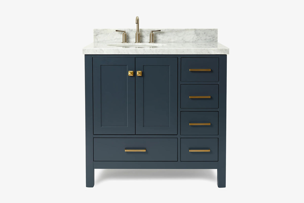 Ariel cambridge 36-37 in. left offset oval single sink vanity with (0.75,1.5,2) in countertop