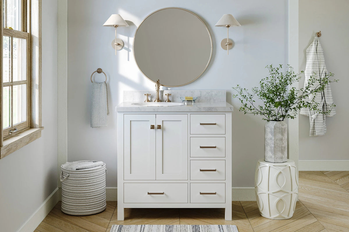 Ariel cambridge 36 in. left offset single sink base cabinet