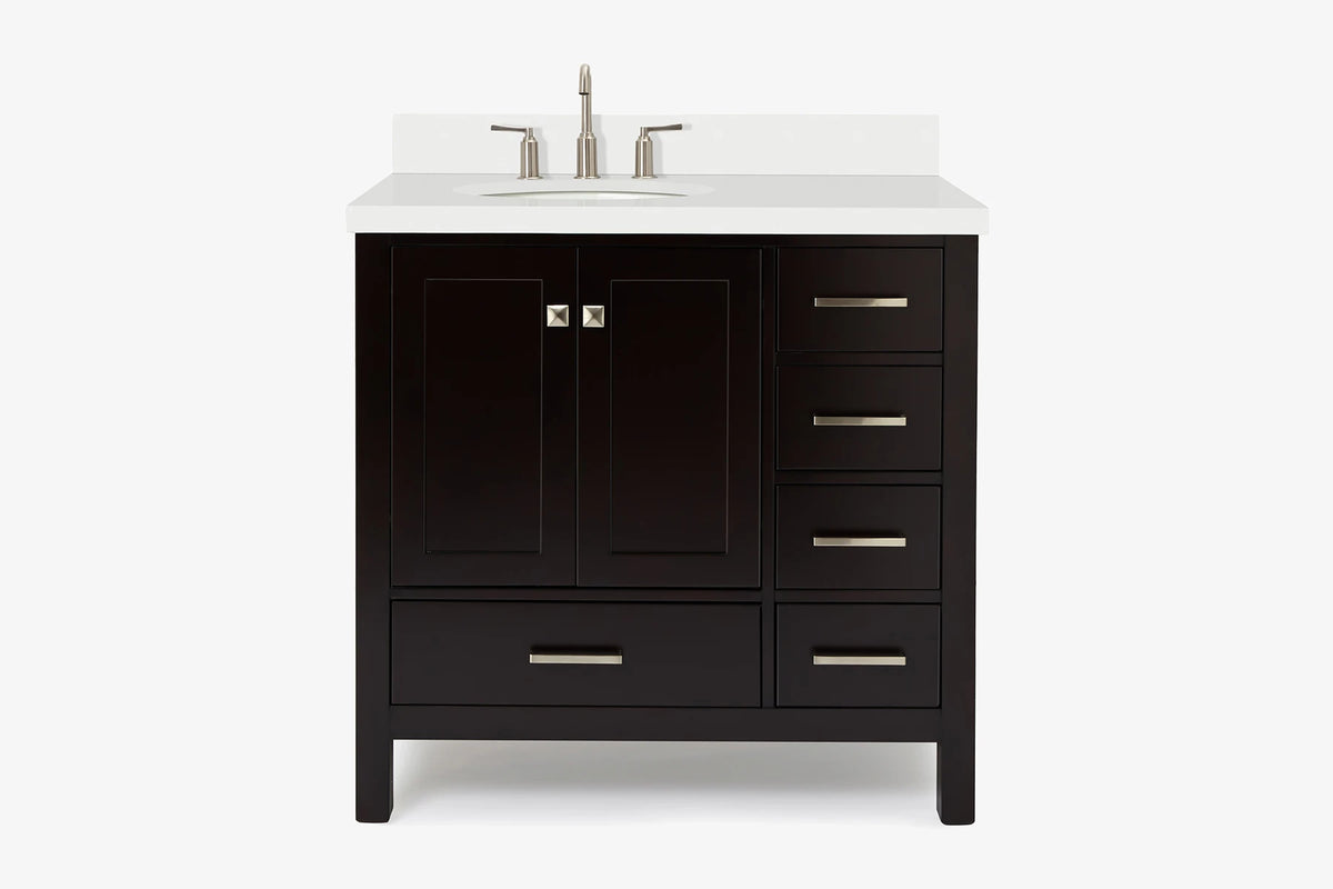 Ariel cambridge 36-37 in. left offset oval single sink vanity with (0.75,1.5,2) in countertop