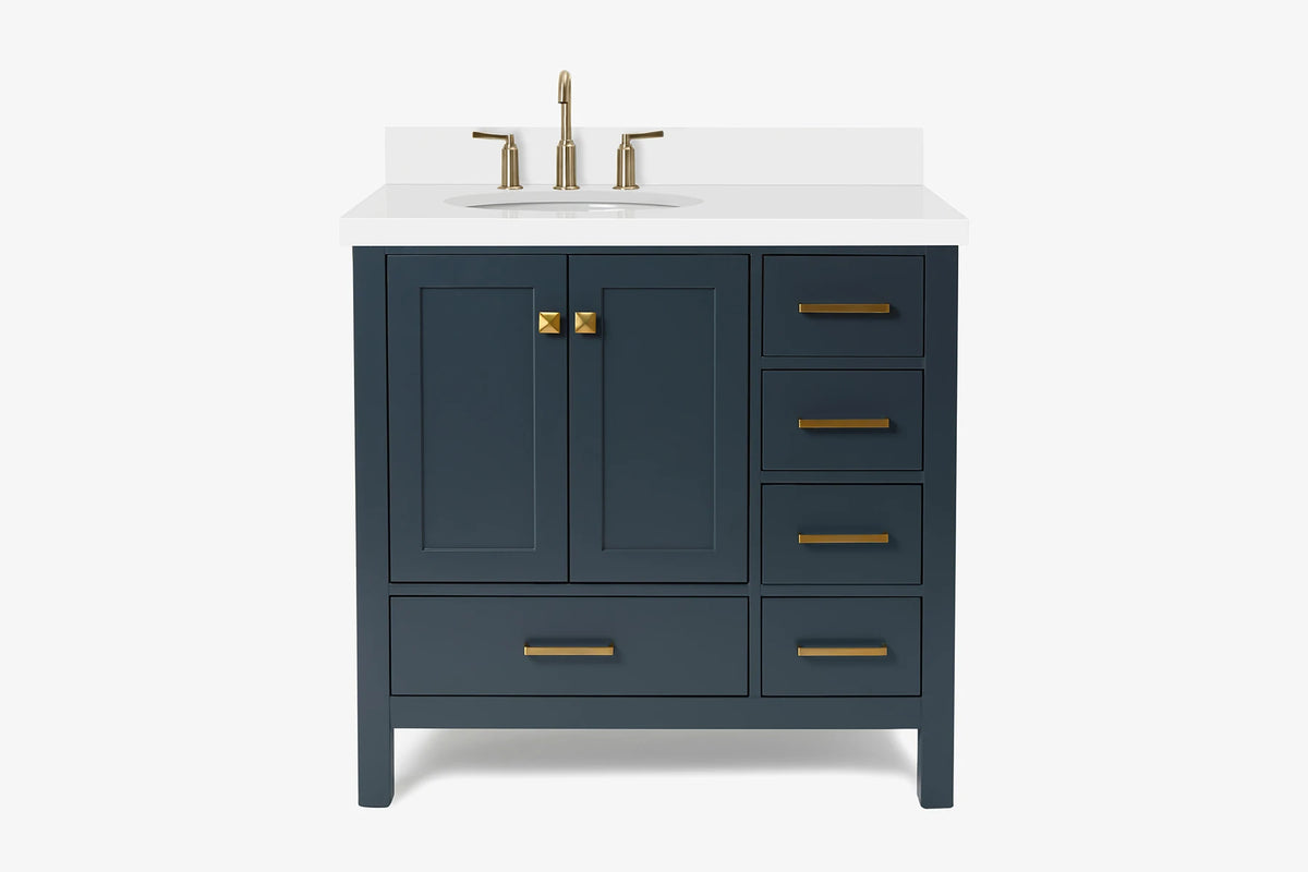 Ariel cambridge 36-37 in. left offset oval single sink vanity with (0.75,1.5,2) in countertop