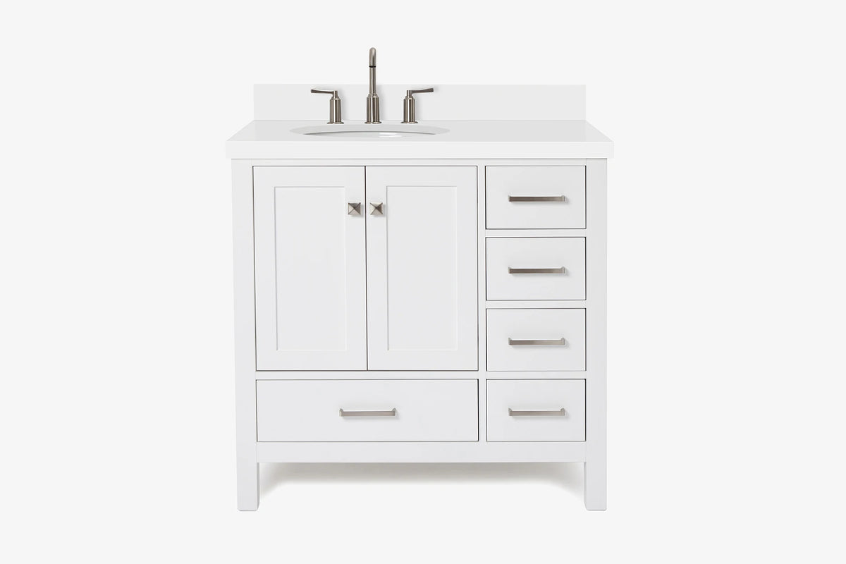 Ariel cambridge 36-37 in. left offset oval single sink vanity with (0.75,1.5,2) in countertop