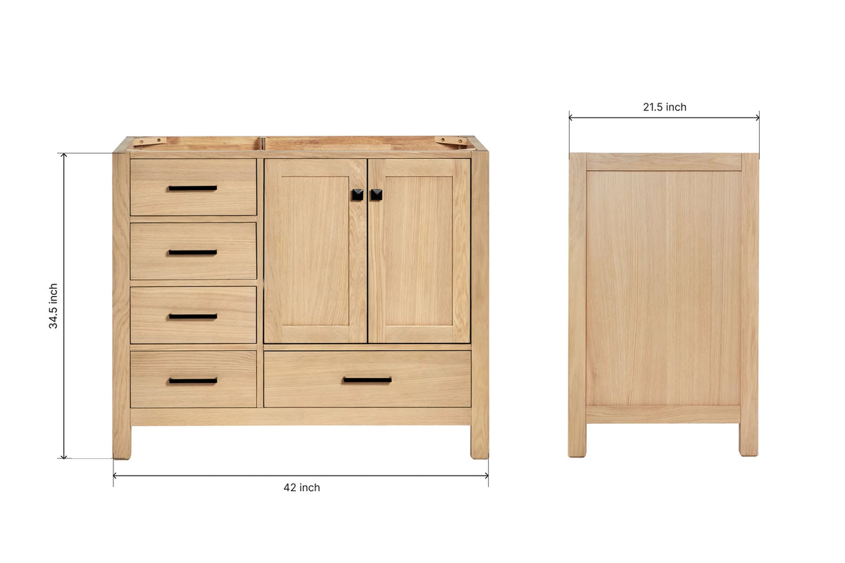 Ariel cambridge (42") right offset single sink base cabinet.