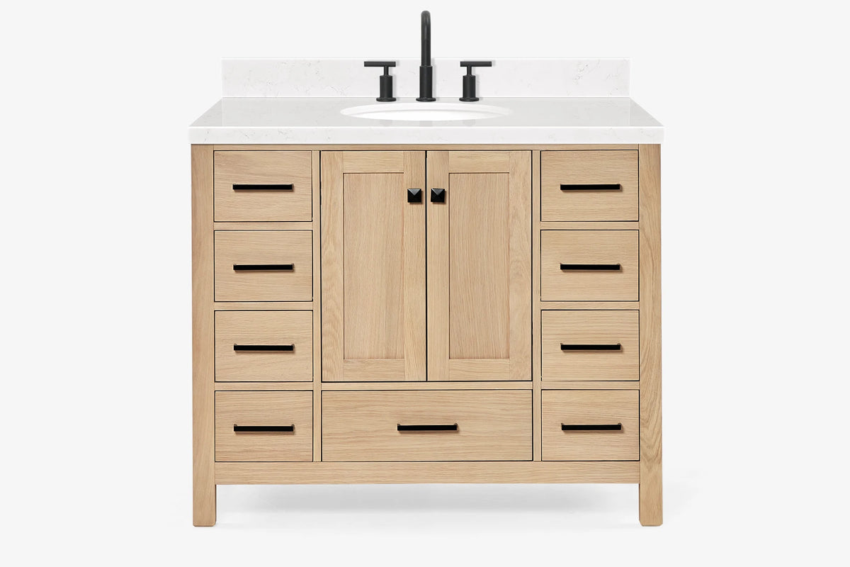Ariel cambridge(42" & 43") single oval sink vanity with marble (0.75",1.5" & 2") in countertop