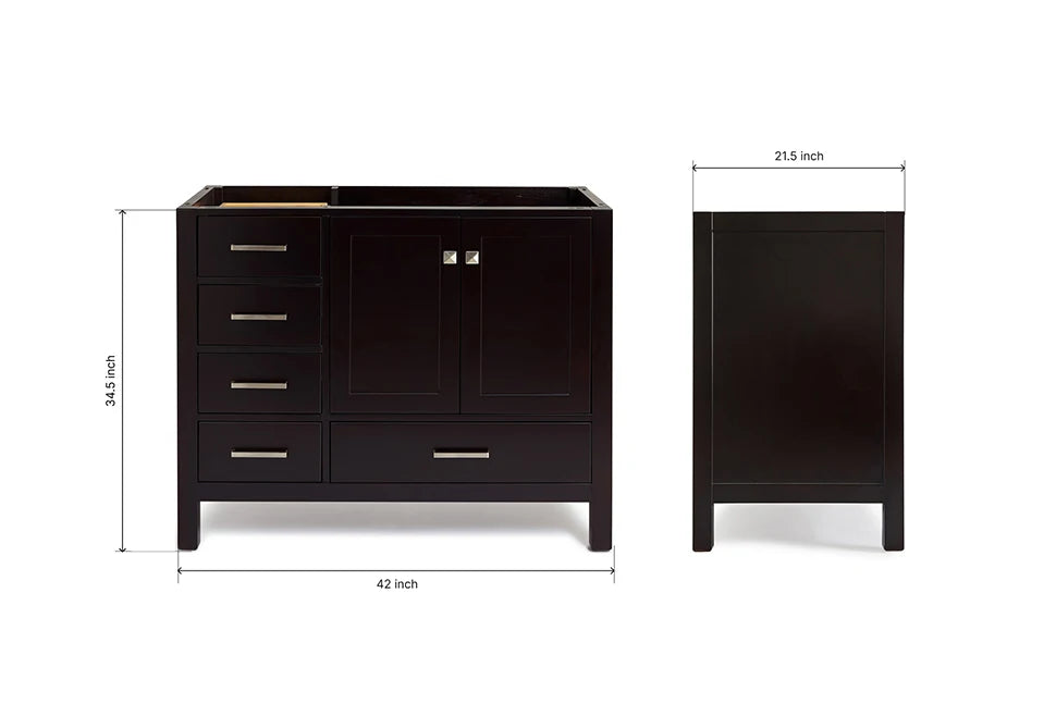 Ariel cambridge (42") right offset single sink base cabinet.