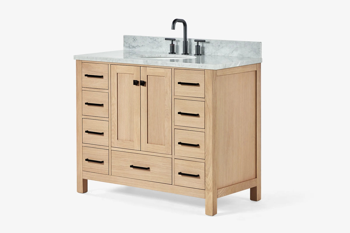 Ariel cambridge(42" & 43") single oval sink vanity with marble (0.75",1.5" & 2") in countertop