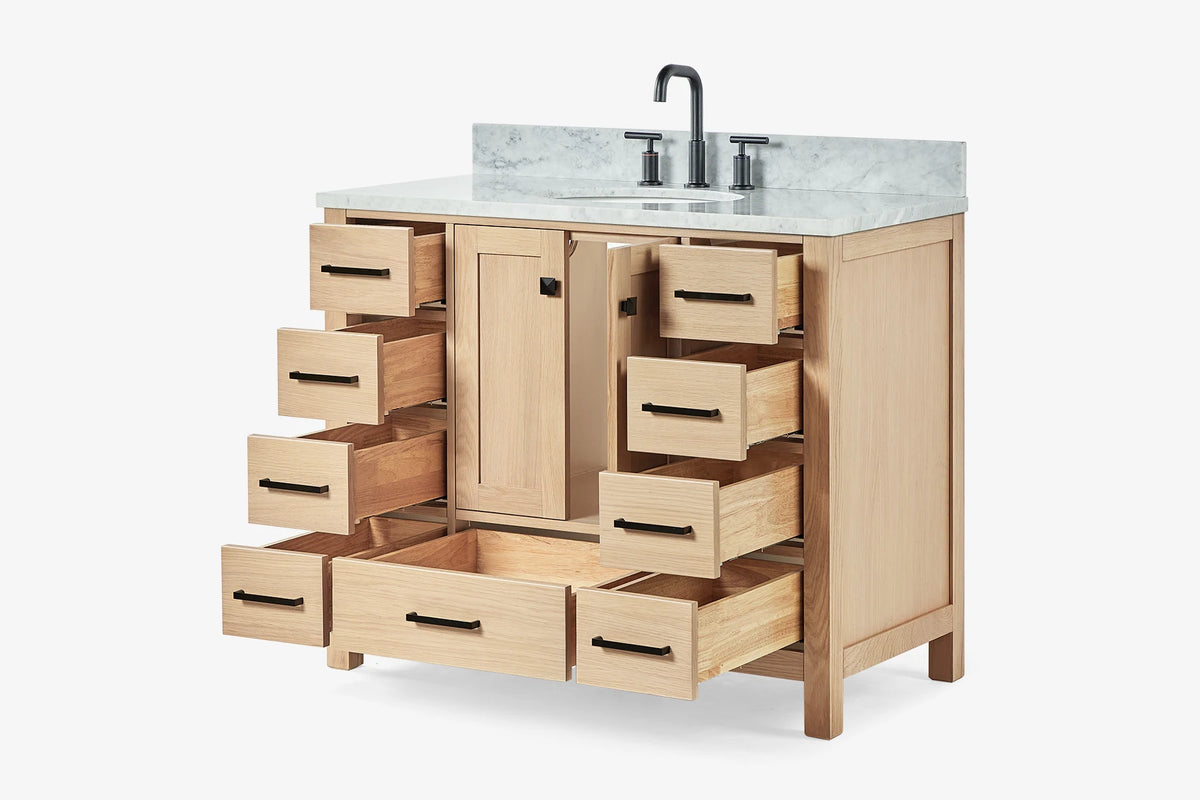 Ariel cambridge(42" & 43") single oval sink vanity with marble (0.75",1.5" & 2") in countertop