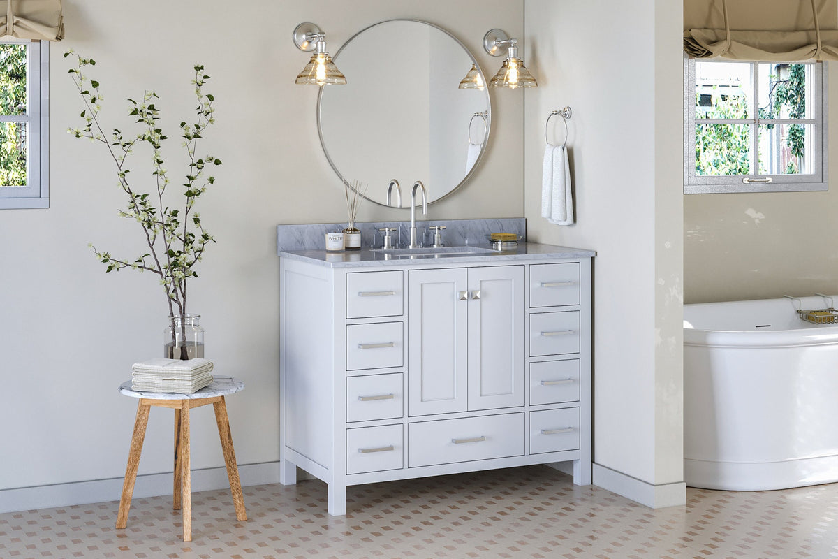 Ariel cambridge 42-43 in. single rectangle sink vanity with( 0.75, 1.5 ,2) in countertop
