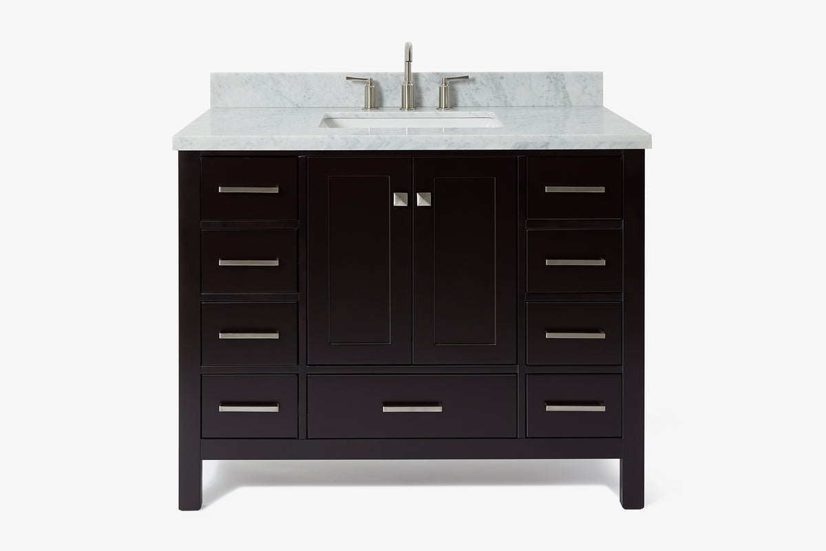 Ariel cambridge 42-43 in. single rectangle sink vanity with( 0.75, 1.5 ,2) in countertop