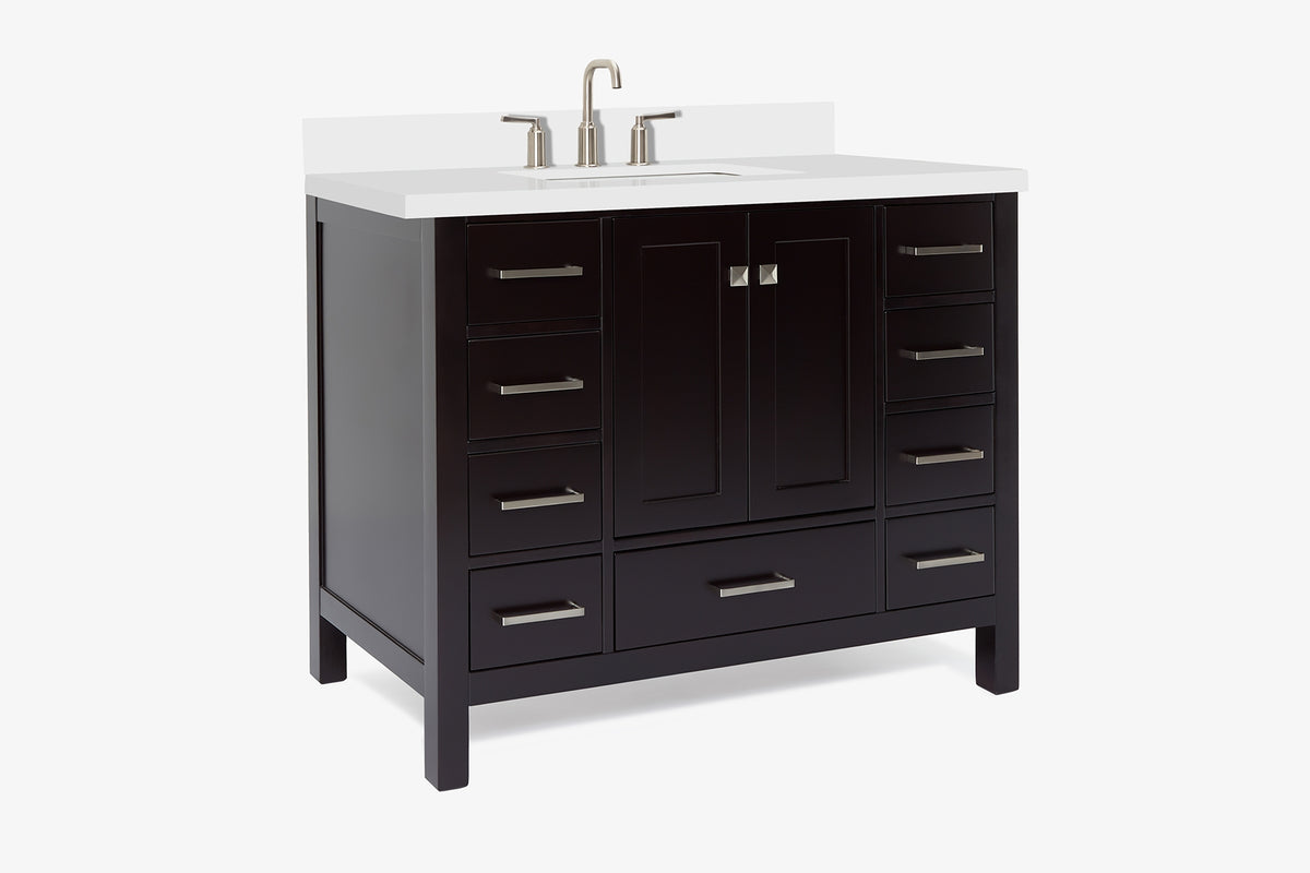 Ariel cambridge 42-43 in. single rectangle sink vanity with( 0.75, 1.5 ,2) in countertop