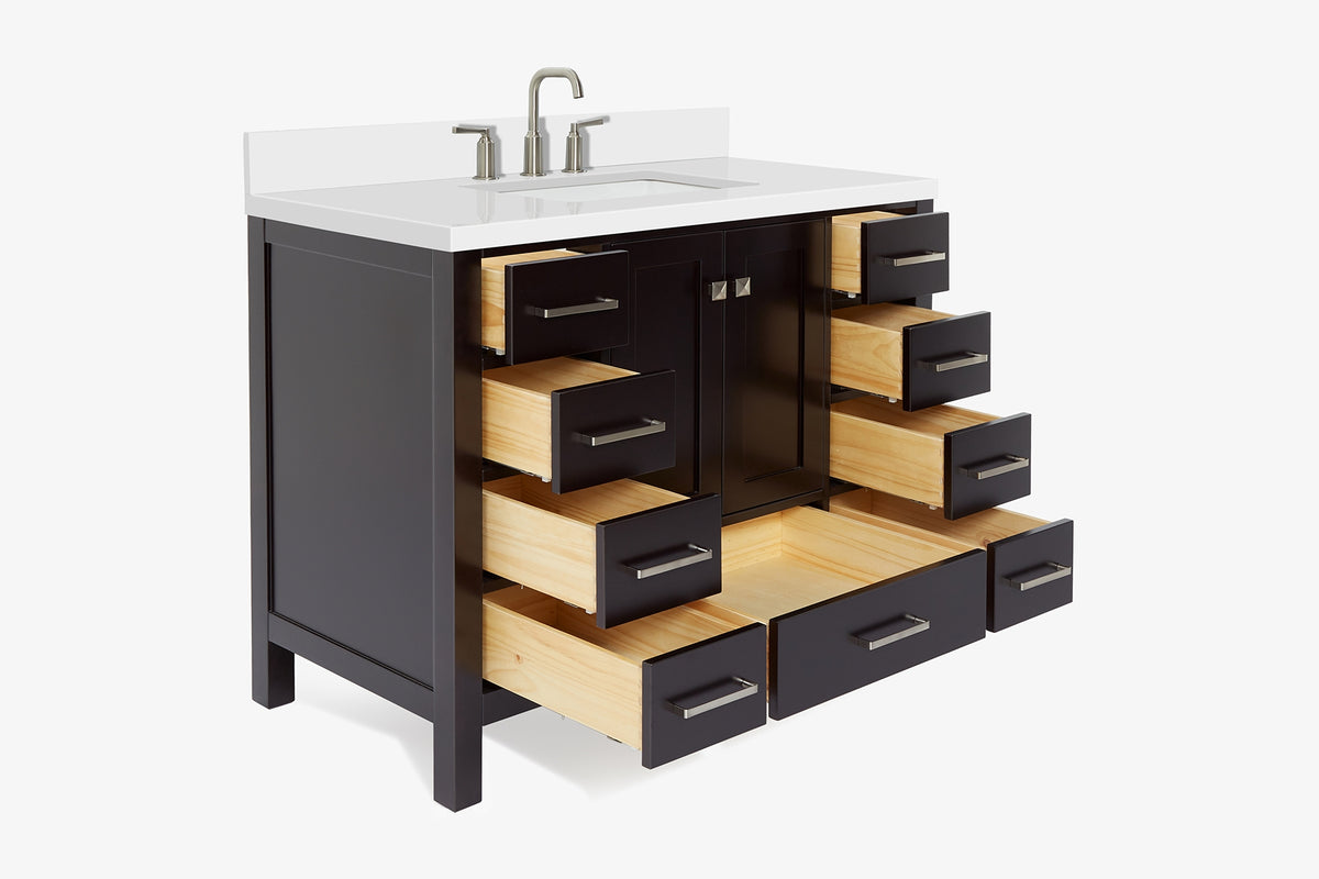 Ariel cambridge 42-43 in. single rectangle sink vanity with( 0.75, 1.5 ,2) in countertop