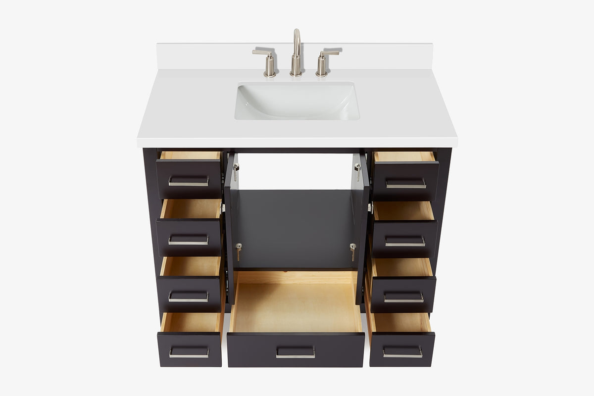 Ariel cambridge 42-43 in. single rectangle sink vanity with( 0.75, 1.5 ,2) in countertop