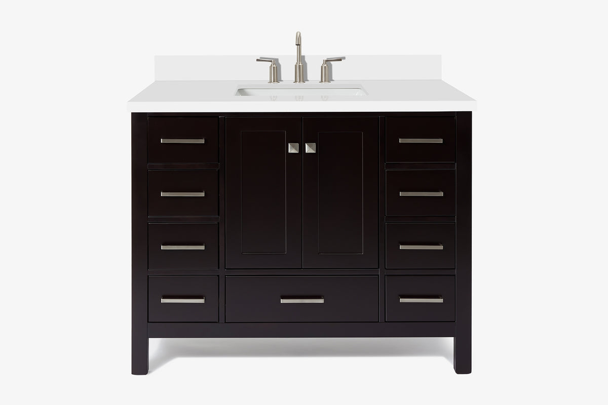 Ariel cambridge 42-43 in. single rectangle sink vanity with( 0.75, 1.5 ,2) in countertop