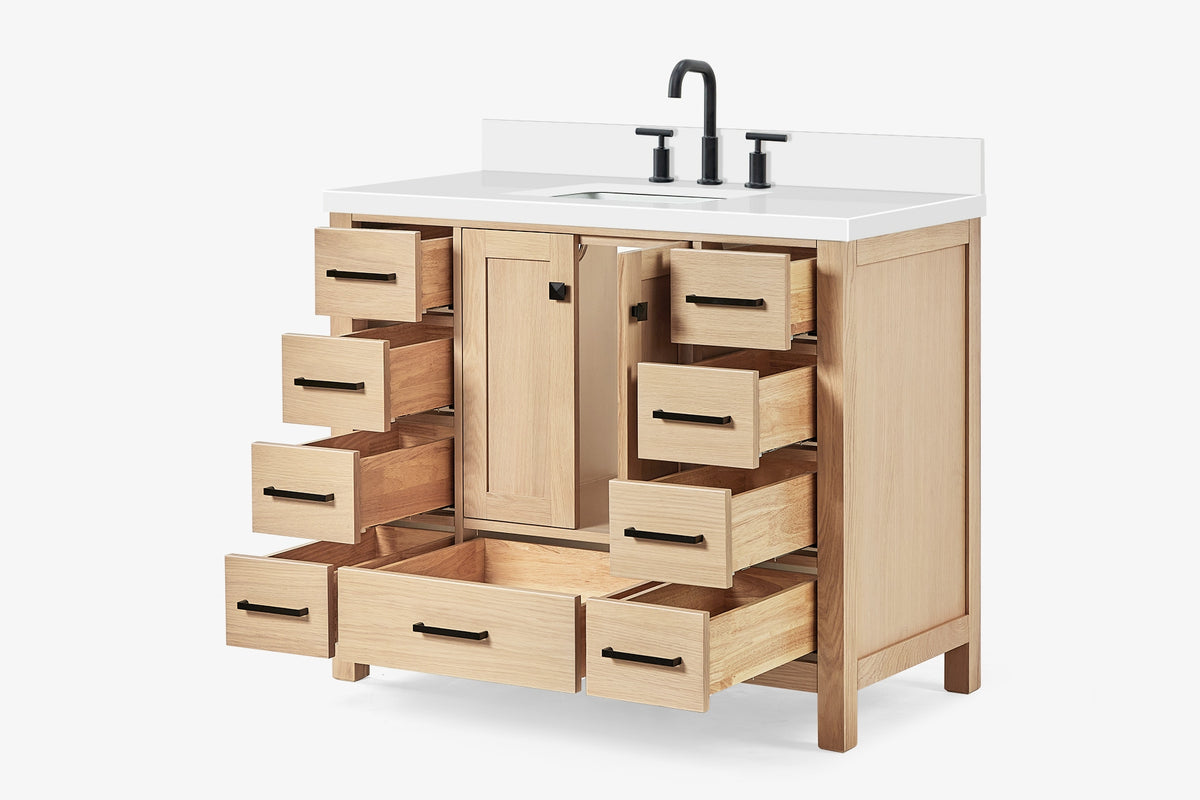 Ariel cambridge 42-43 in. single rectangle sink vanity with( 0.75, 1.5 ,2) in countertop