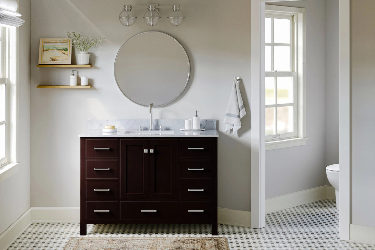 Ariel cambridge( 48"& 49") single rectangle sink Bathroom vanity with carrara marble (0.75 in, 1.5 in, 2 in) countertop
