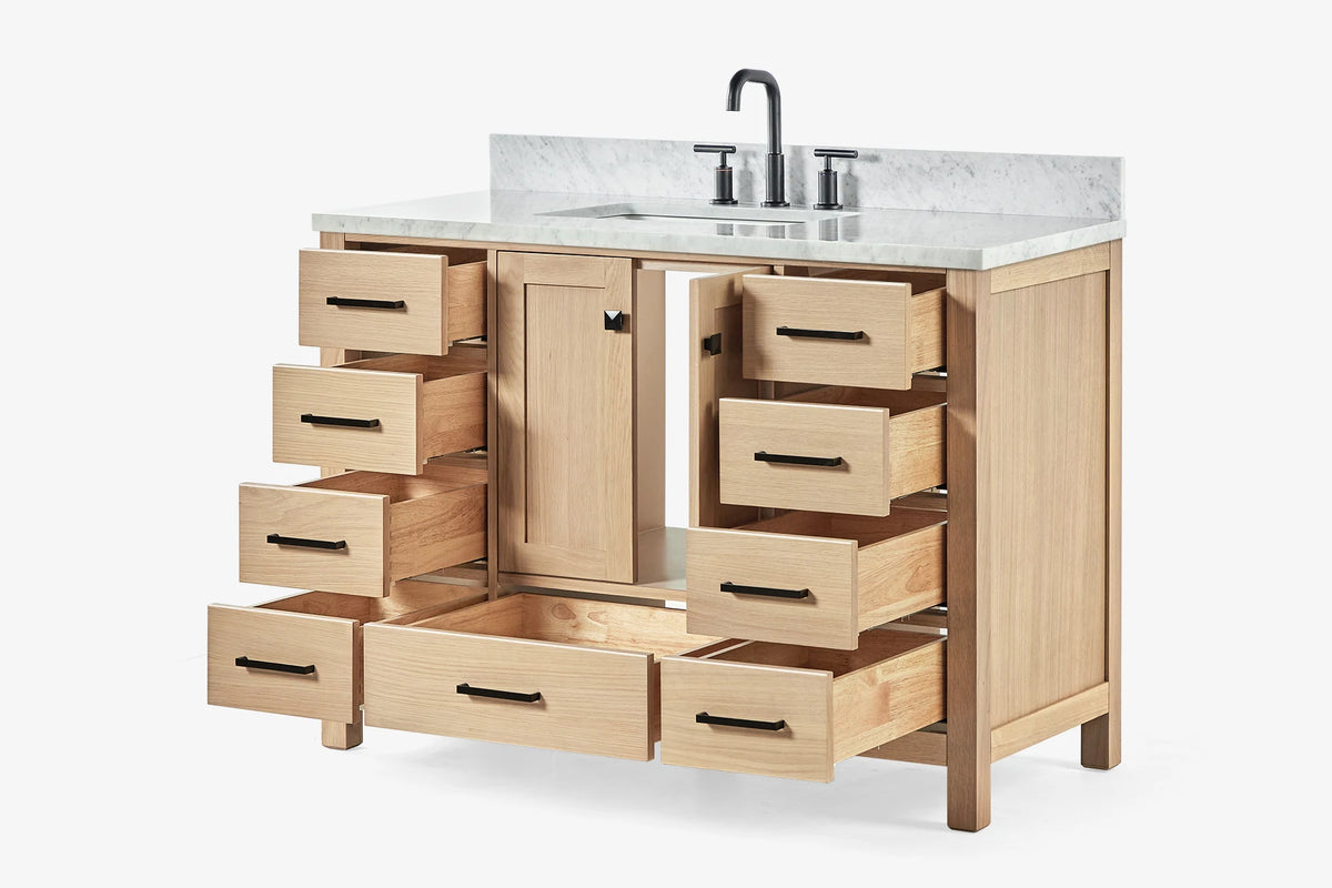 Ariel cambridge( 48"& 49") single rectangle sink Bathroom vanity with carrara marble (0.75 in, 1.5 in, 2 in) countertop
