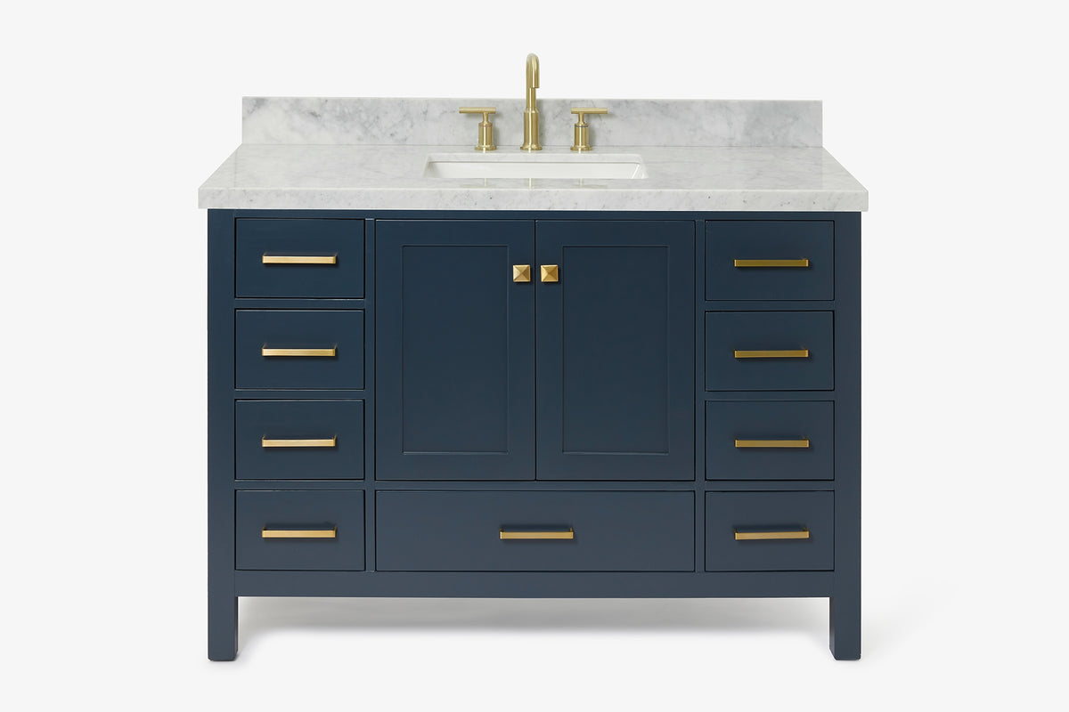 Ariel cambridge( 48"& 49") single rectangle sink Bathroom vanity with carrara marble (0.75 in, 1.5 in, 2 in) countertop