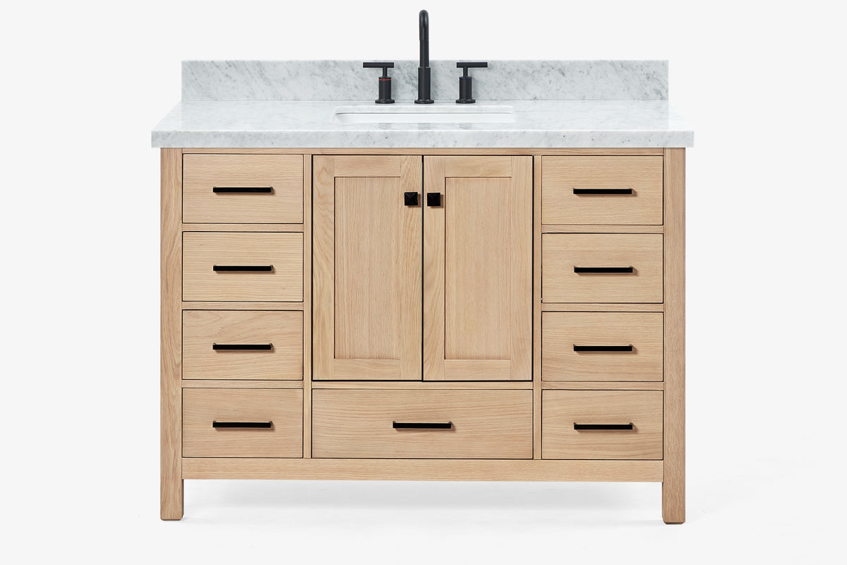 Ariel cambridge( 48"& 49") single rectangle sink Bathroom vanity with carrara marble (0.75 in, 1.5 in, 2 in) countertop