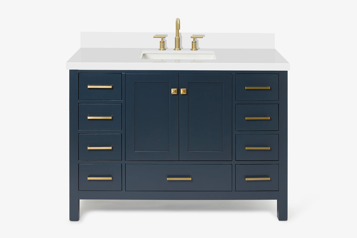 Ariel cambridge( 48"& 49") single rectangle sink Bathroom vanity with carrara marble (0.75 in, 1.5 in, 2 in) countertop