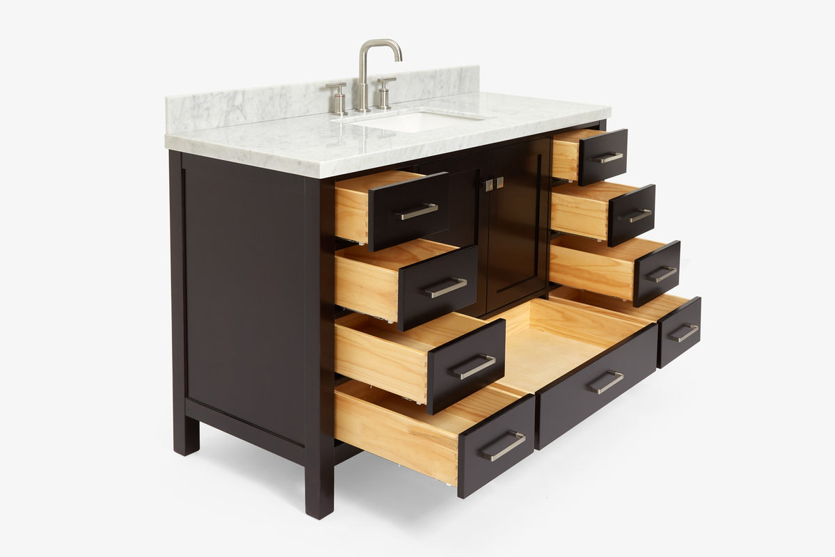 Ariel Cambridge 54-55 in. single rectangle sink vanity with (0.75, 1.5, 2)in countertops