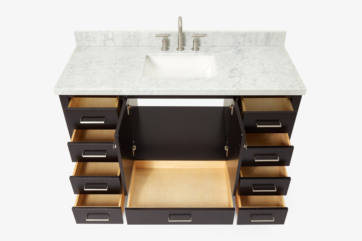 Ariel Cambridge 54-55 in. single rectangle sink vanity with (0.75, 1.5, 2)in countertops