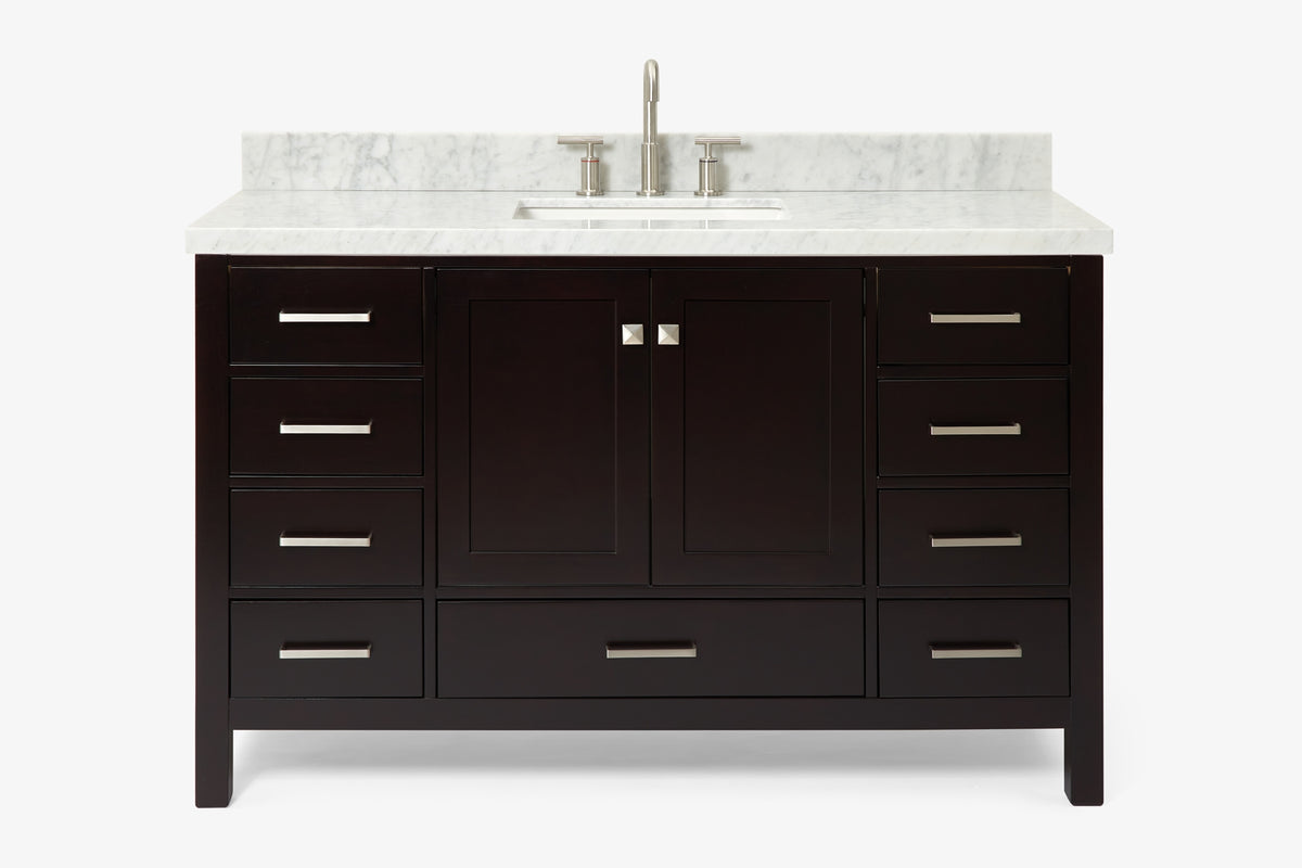 Ariel Cambridge 54-55 in. single rectangle sink vanity with (0.75, 1.5, 2)in countertops